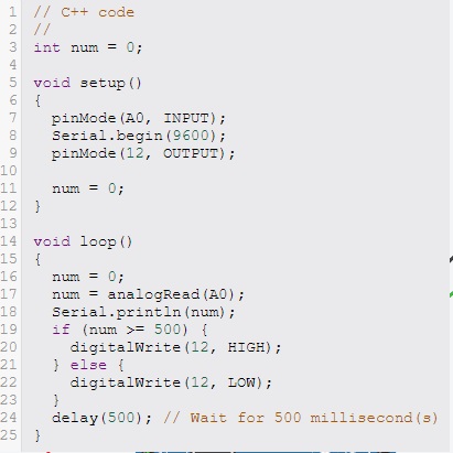 Código C++ pelo Tinkercad